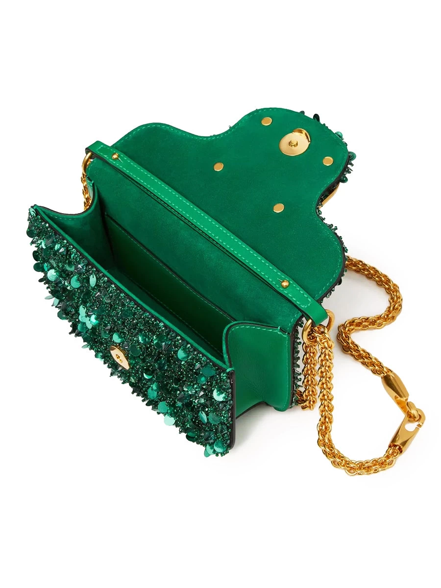 Valentino Garavani Small Loco Shoulder Bag With 3D Embroidery In Antique Green - Image 4