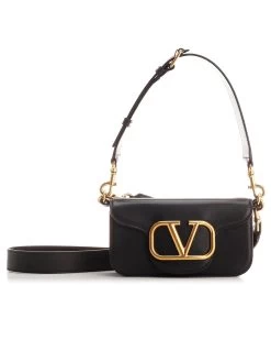 Valentino Garavani VLogo Signature Foldover Top Shoulder Bag In Black