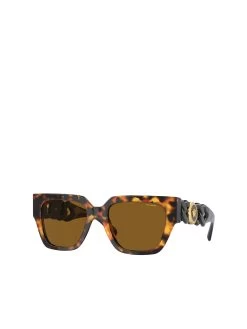 Versace Medusa Chain Square Sunglasses O4409 In Havana